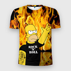 Футболка спортивная мужская Homer Simpson - Rock n Roll!, цвет: 3D-принт