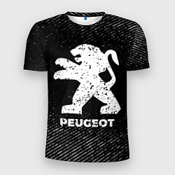 Мужская спорт-футболка Peugeot с потертостями на темном фоне