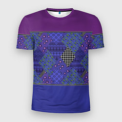Футболка спортивная мужская Combined burgundy-blue pattern with patchwork, цвет: 3D-принт