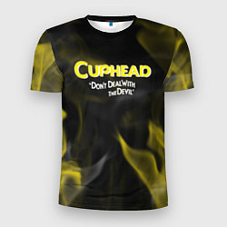Мужская спорт-футболка Cuphead жёлтый огонь