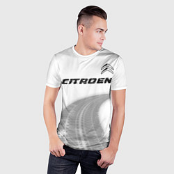 Футболка спортивная мужская Citroen speed на светлом фоне со следами шин: симв, цвет: 3D-принт — фото 2