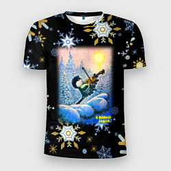 Футболка спортивная мужская Новый год птичка со скрипкой, цвет: 3D-принт