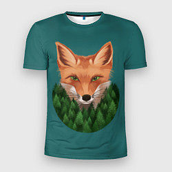 Мужская спорт-футболка Рыжая лиса в лесу