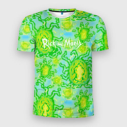Мужская спорт-футболка Portal and logo Rick and Morty