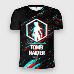 Мужская спорт-футболка Tomb Raider в стиле glitch и баги графики на темно