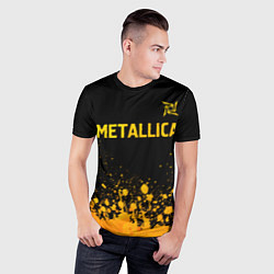 Футболка спортивная мужская Metallica - gold gradient: символ сверху, цвет: 3D-принт — фото 2