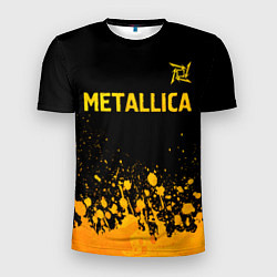 Мужская спорт-футболка Metallica - gold gradient: символ сверху