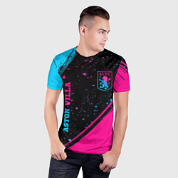 Футболка спортивная мужская Aston Villa - neon gradient: надпись, символ, цвет: 3D-принт — фото 2