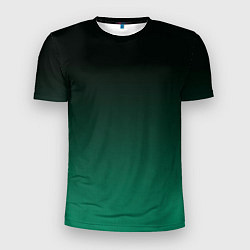 Мужская спорт-футболка Черный и бирюзово - зеленый, текстурированный под