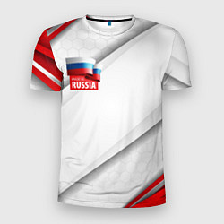Мужская спорт-футболка Red & white флаг России