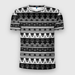 Мужская спорт-футболка Черно-белый скандинавский орнамент