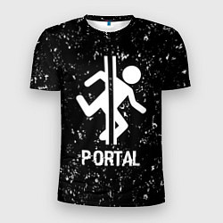 Мужская спорт-футболка Portal glitch на темном фоне
