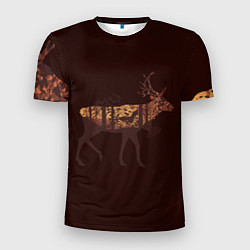 Мужская спорт-футболка Осенний лес в силуэте оленя