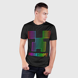 Футболка спортивная мужская Minecraft logo neon, цвет: 3D-принт — фото 2