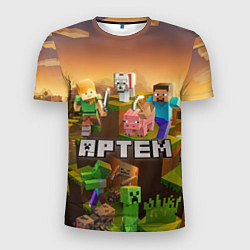 Мужская спорт-футболка Артем Minecraft