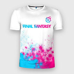 Мужская спорт-футболка Final Fantasy neon gradient style: символ сверху