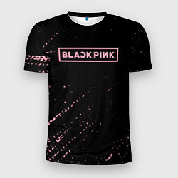Мужская спорт-футболка Black pink розовые брызги