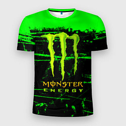 Мужская спорт-футболка Monster energy green neon