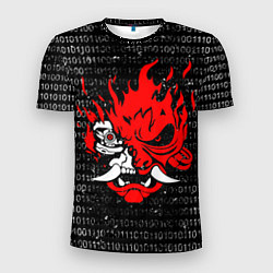 Мужская спорт-футболка Двоичный код - Cyberpunk 2077
