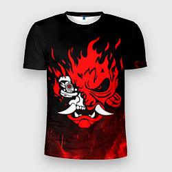Мужская спорт-футболка Cyberpunk 2077 - Логотип в огне