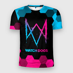 Мужская спорт-футболка Watch Dogs - neon gradient