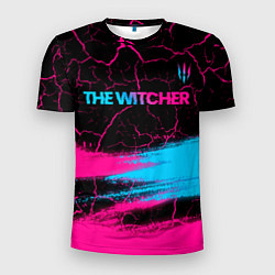 Мужская спорт-футболка The Witcher - neon gradient: символ сверху