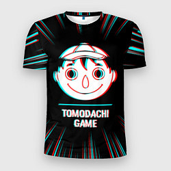 Мужская спорт-футболка Символ Tomodachi Game в стиле glitch на темном фон