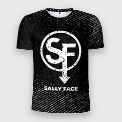 Мужская спорт-футболка Sally Face с потертостями на темном фоне