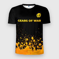 Мужская спорт-футболка Gears of War - gold gradient: символ сверху