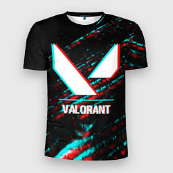 Мужская спорт-футболка Valorant в стиле glitch и баги графики на темном ф