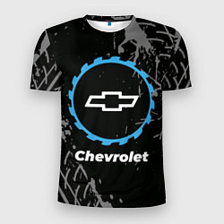 Мужская спорт-футболка Chevrolet в стиле Top Gear со следами шин на фоне