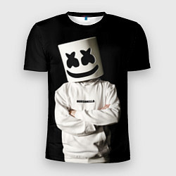 Футболка спортивная мужская Marshmello на чёрном фоне, цвет: 3D-принт