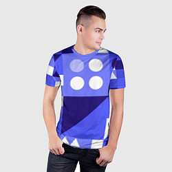 Футболка спортивная мужская Геометрические синие, фиолетовые и белые фигуры, цвет: 3D-принт — фото 2