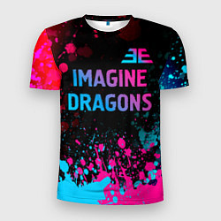 Мужская спорт-футболка Imagine Dragons - neon gradient: символ сверху