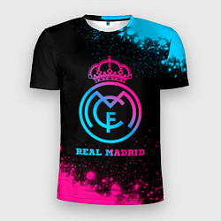Футболка спортивная мужская Real Madrid - neon gradient, цвет: 3D-принт