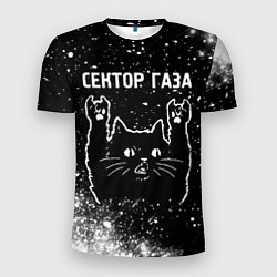 Мужская спорт-футболка Группа Сектор Газа и рок кот