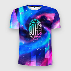 Мужская спорт-футболка AC Milan неоновый космос