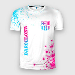 Футболка спортивная мужская Barcelona neon gradient style: надпись, символ, цвет: 3D-принт