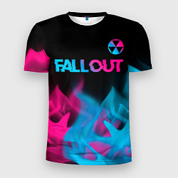 Мужская спорт-футболка Fallout - neon gradient: символ сверху