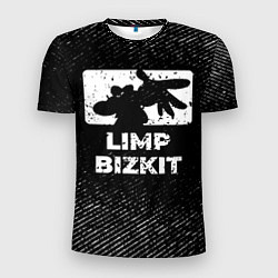 Мужская спорт-футболка Limp Bizkit с потертостями на темном фоне