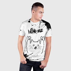 Футболка спортивная мужская Blink 182 рок кот на светлом фоне, цвет: 3D-принт — фото 2