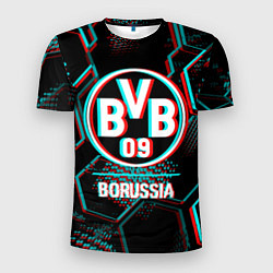 Мужская спорт-футболка Borussia FC в стиле glitch на темном фоне
