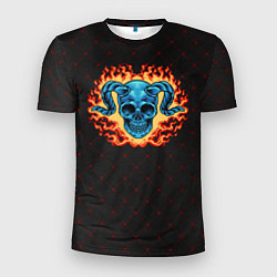 Мужская спорт-футболка Череп в огне - хэллоуин