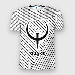 Мужская спорт-футболка Символ Quake на светлом фоне с полосами