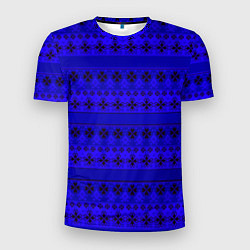 Мужская спорт-футболка Скандинавский орнамент Синий кобальт