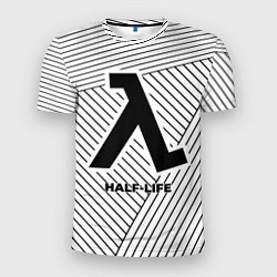 Мужская спорт-футболка Символ Half-Life на светлом фоне с полосами