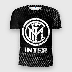 Мужская спорт-футболка Inter с потертостями на темном фоне