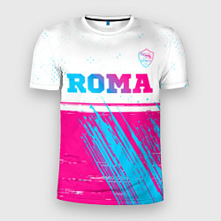 Футболка спортивная мужская Roma neon gradient style: символ сверху, цвет: 3D-принт