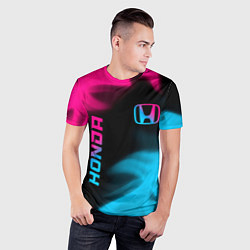 Футболка спортивная мужская Honda - neon gradient: надпись, символ, цвет: 3D-принт — фото 2