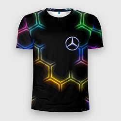 Футболка спортивная мужская Mercedes - neon pattern, цвет: 3D-принт
